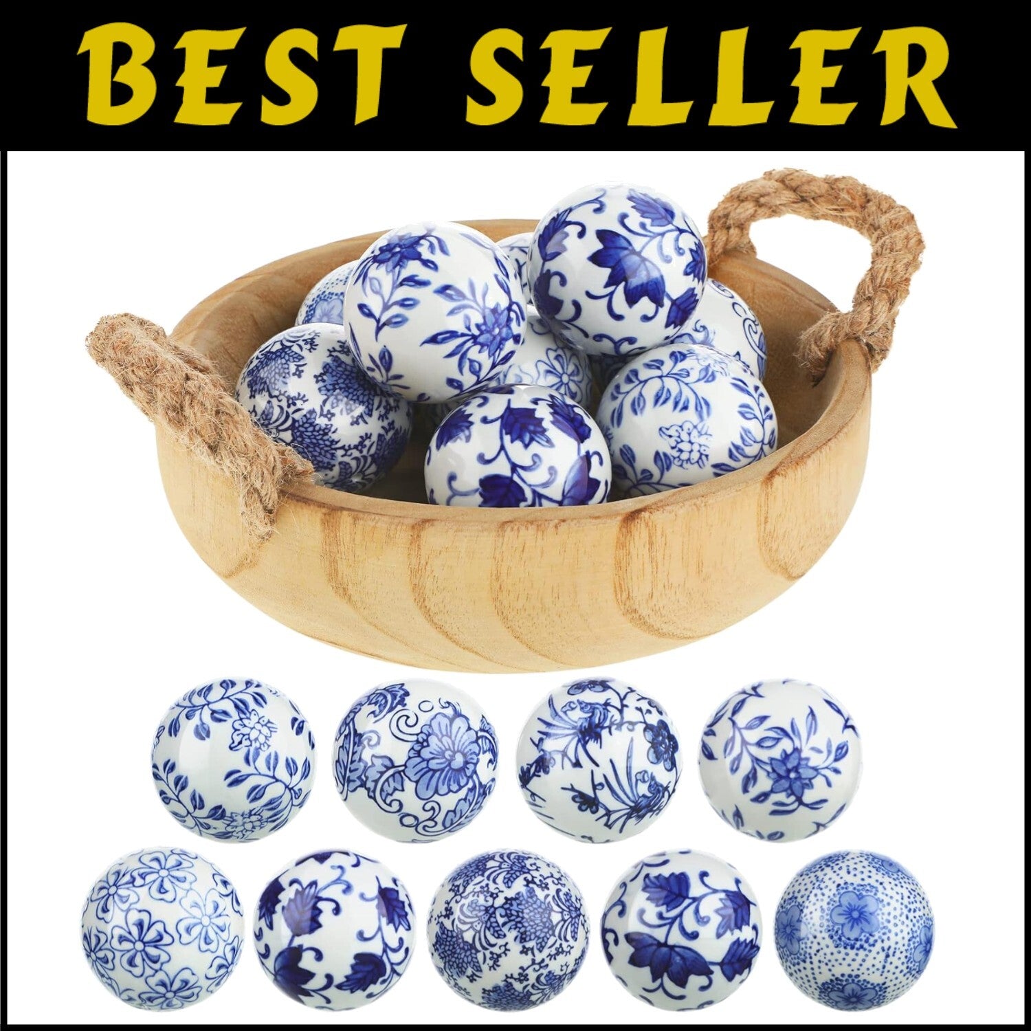 Versatile 9-Piece Set of Glazed Ceramic Balls for Farmhouse and Eclectic Styles