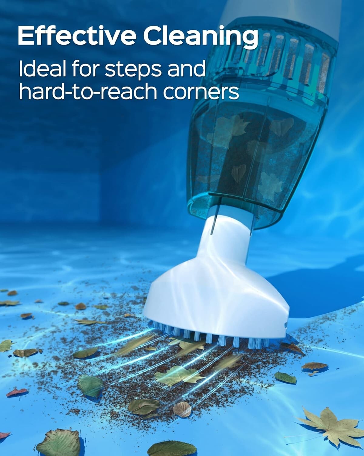 2024 Handheld Cordless Pool Vacuum with Dual Brush Heads for Effortless Cleaning