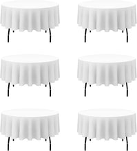 Load image into Gallery viewer, Machine Washable White Round Table Cloths - 90 Inch, 6 Pack for Luxurious Events