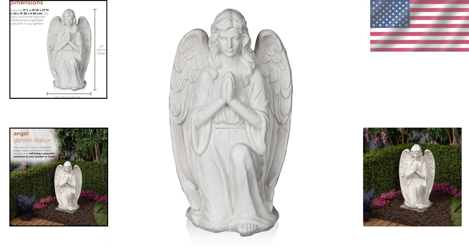 Durable 27" Kneeling Angel Statue - Perfect Indoor/Outdoor Prayer Decor