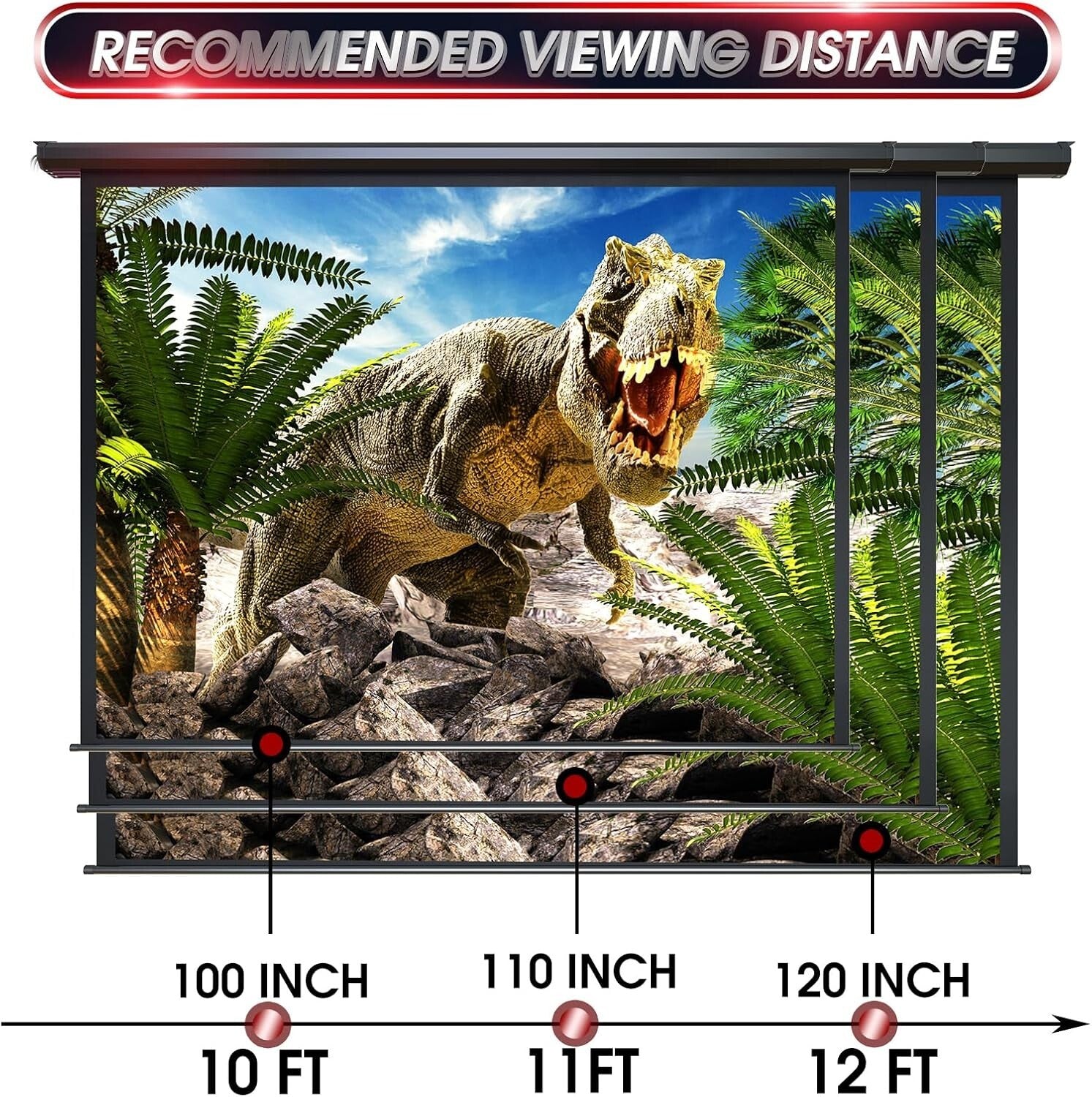 4:3 Electric Projector Screen with Remote - 120 Inch for Home & Outdoor Cinema