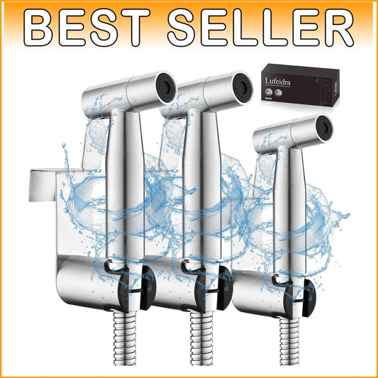 Elegant Bidet Sprayer Set with Dual Mounting - 3 Brushed Nickel Units Included