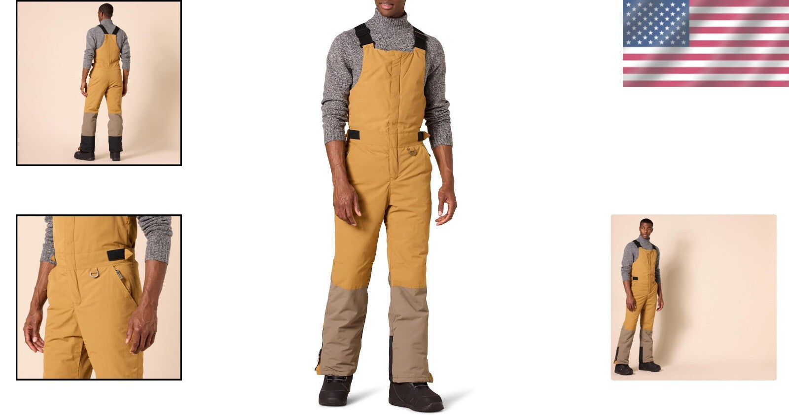 Men's Water-Resistant Bib Overalls - Perfect for Winter Sports and Activities