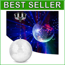 Load image into Gallery viewer, Battery-Powered 8" Disco Ball with Sound Activation &amp; 4 Light Colors for Events