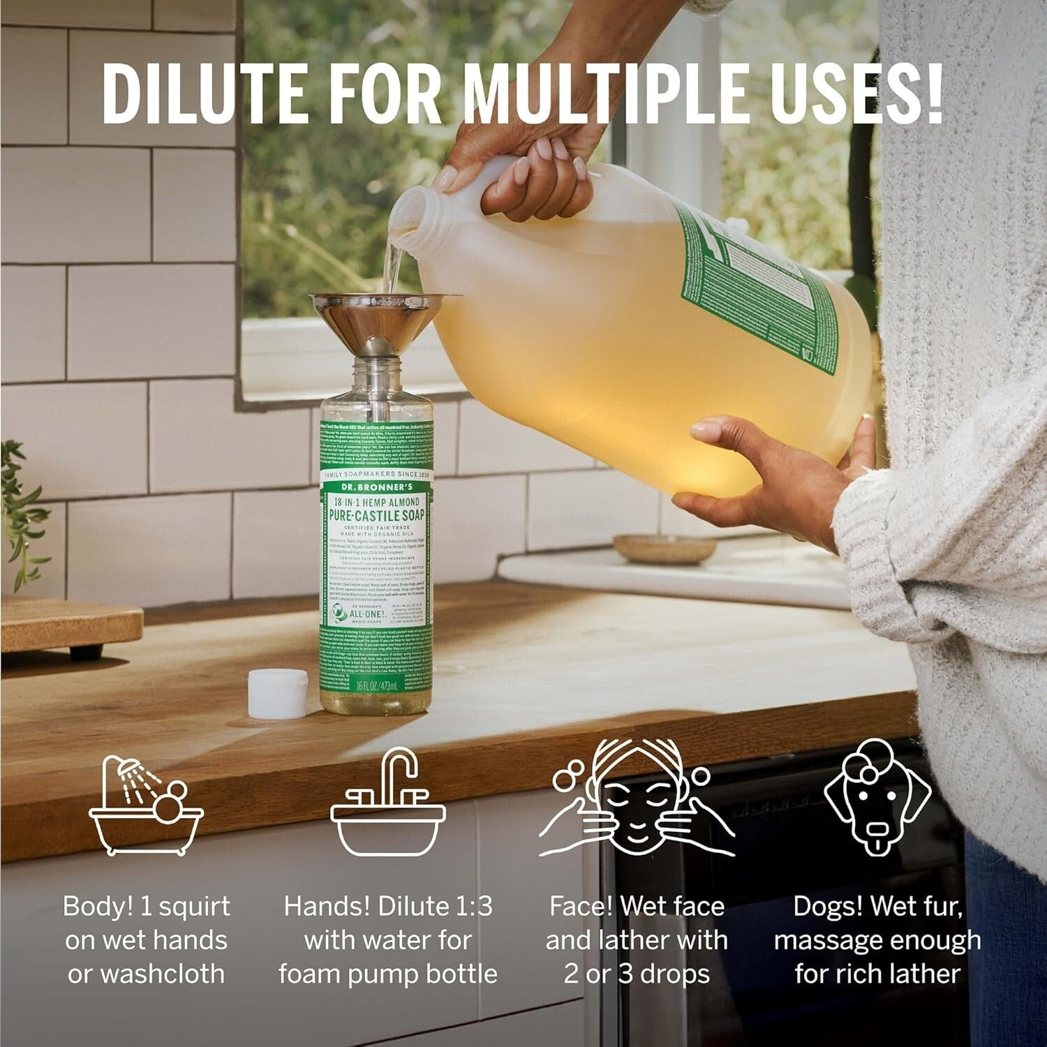 1 Gallon Pure-Castile Vegan Soap with Almond - Sustainable & All-Purpose Cleaner