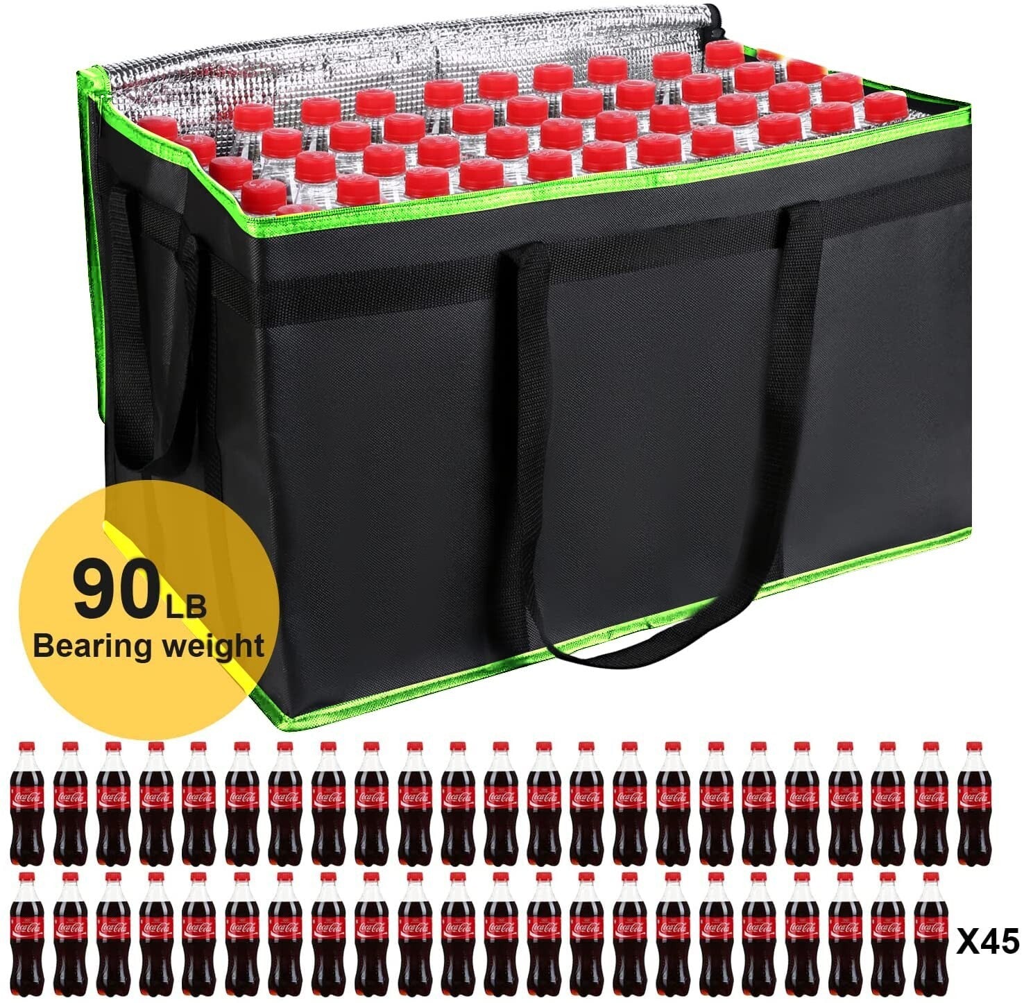 Eco-Friendly 2 Pack Insulated Grocery Shopping Bags - Collapsible & Durable