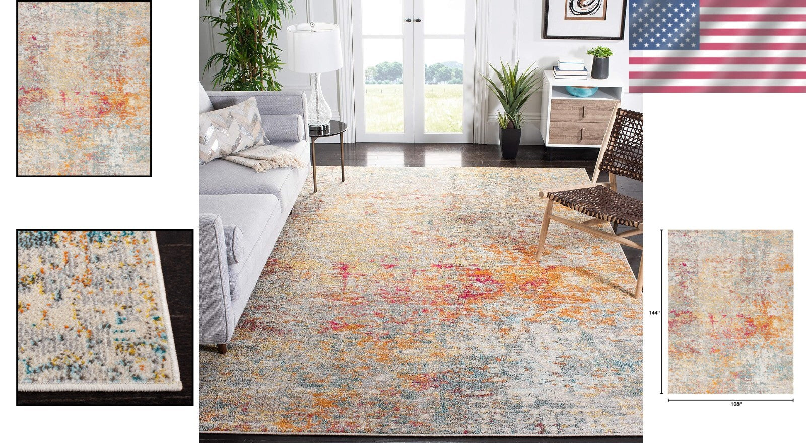 Kid & Pet-Friendly 9' x 12' Area Rug - Stain Resistant Modern Abstract Design