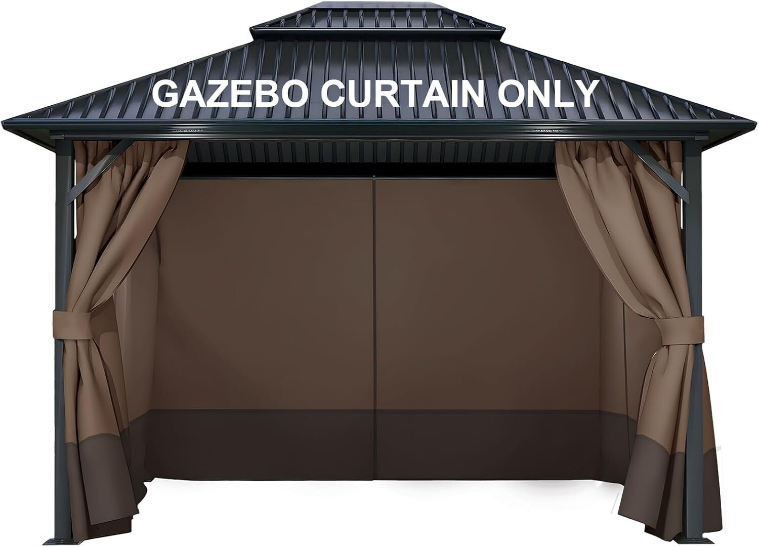 Universal Fit Gazebo Curtains 10' x 12' - Brown & Coffee with Easy Zipper Access