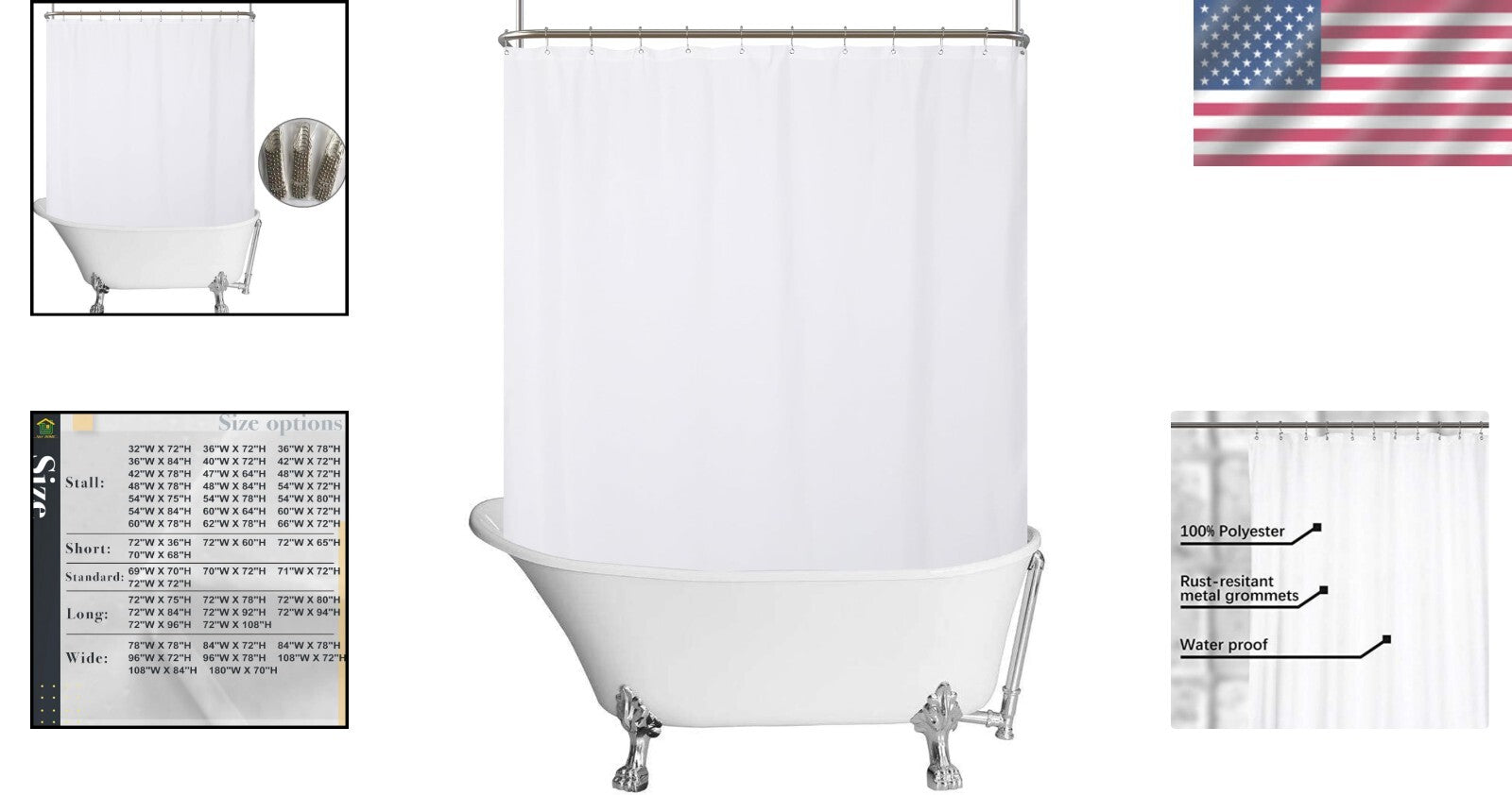 Breathable Fabric Shower Curtain - Waterproof, Stylish & Machine Washable