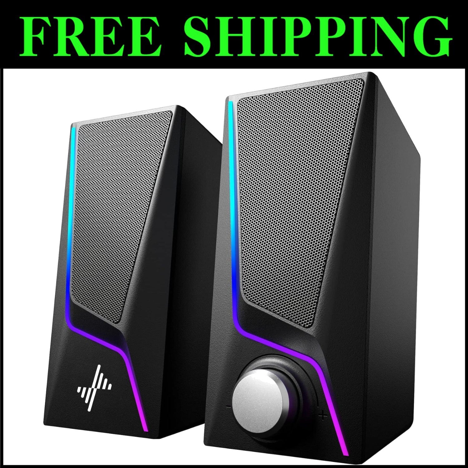 6 Lighting Modes USB-Powered Gaming Speakers with Hi-Fi Sound & Bass Enhancement