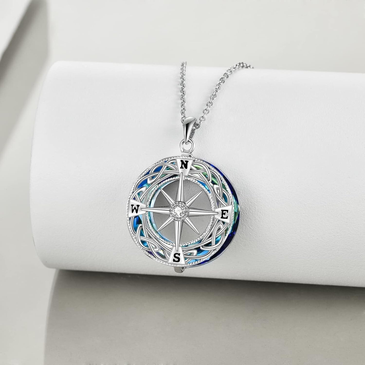 925 Sterling Silver Celtic Knot Compass Necklace - Inspirational Gift for Women