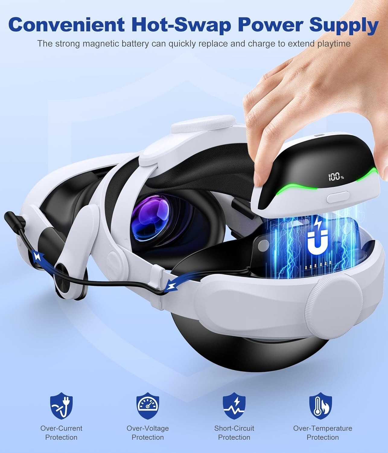 Enhanced Comfort Battery Head Strap for Quest 3/3S/2 - 2-3 Hours Extra Playtime