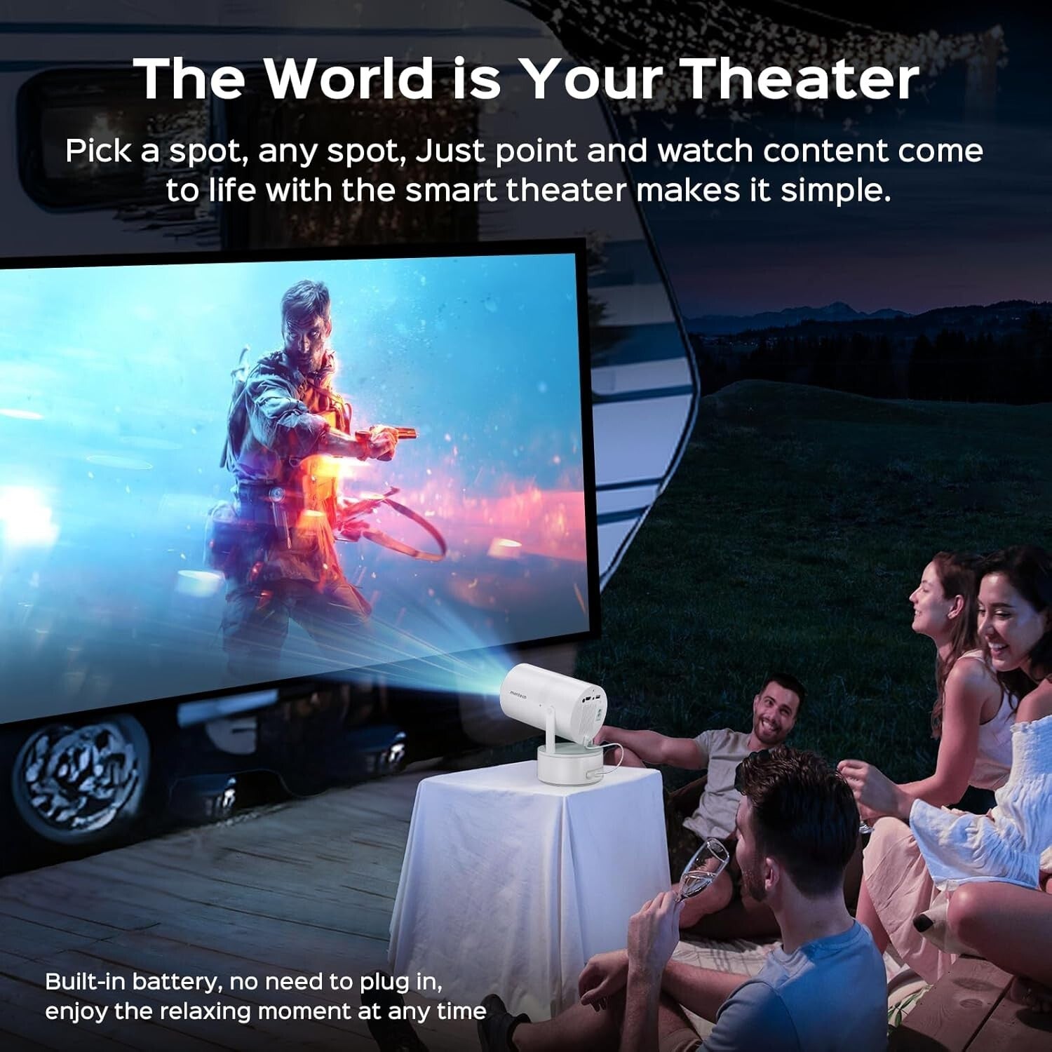 4K Mini Projector: WiFi, Bluetooth & Immersive 150'' Display for Gaming & Movies