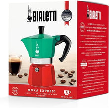 Load image into Gallery viewer, Iconic Moka Pot in Red and Green - 130ml Stovetop Espresso Maker for Travelers