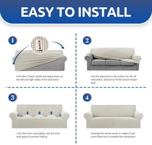 Load image into Gallery viewer, Wrinkle-Resistant Stretch Sofa Slipcover - Beige for Kids and Pet-Friendly Homes