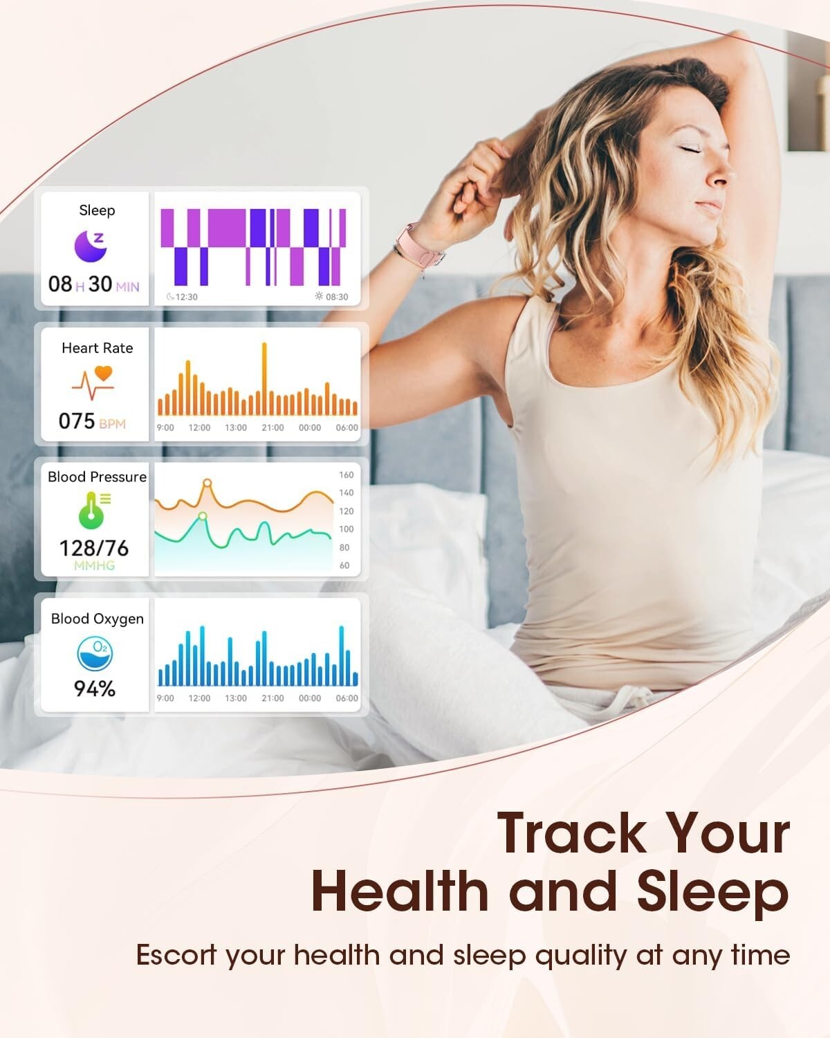 Elegant 1.85'' Smart Watch for Women - Health & Fitness Tracker with 100+ Modes