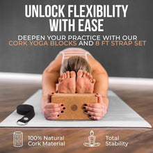Load image into Gallery viewer, Eco-Friendly Yoga Blocks 2 Pack with Adjustable Strap - 9x6x3 Inch Durability
