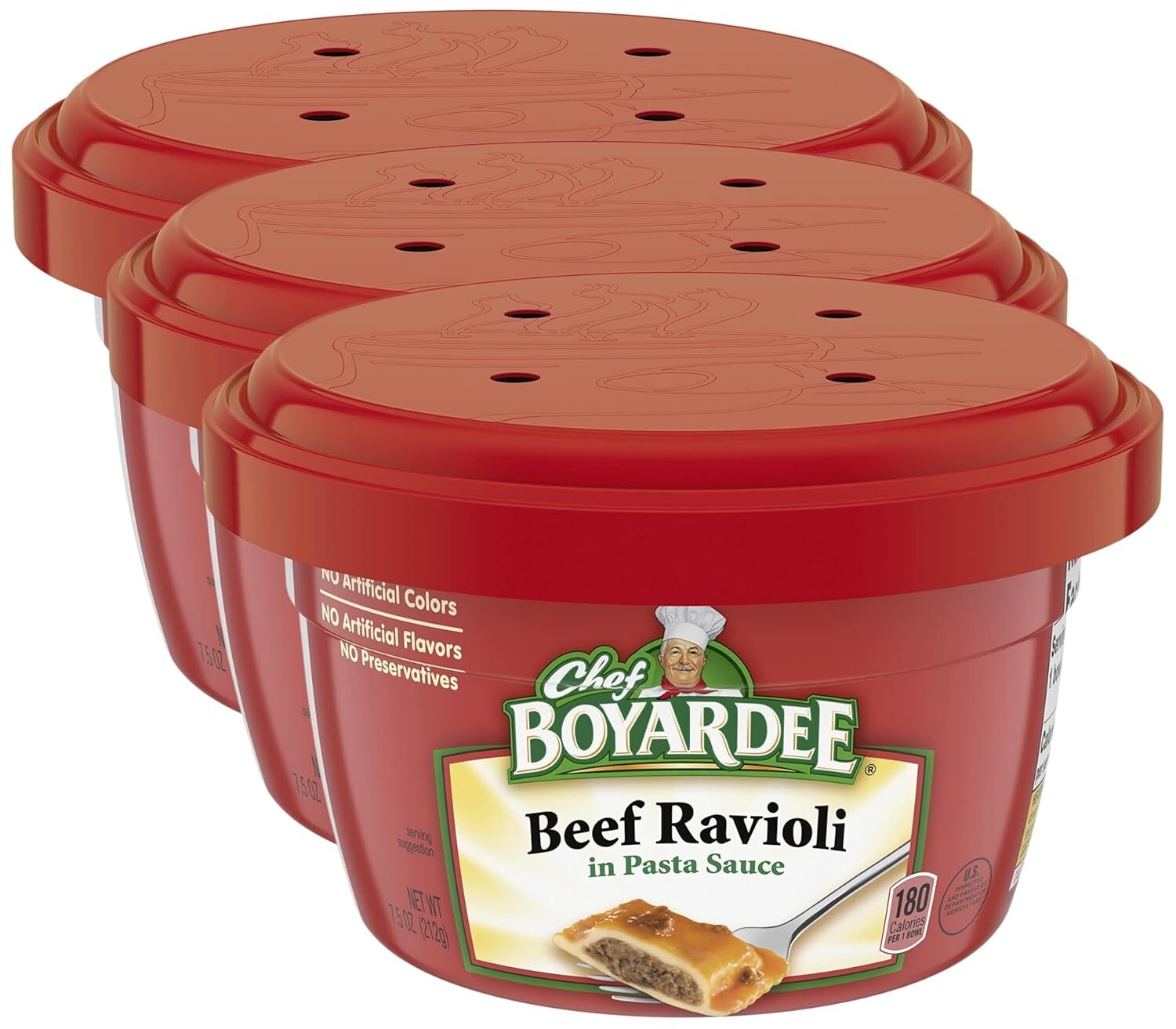 Easy Microwave Beef Ravioli in Pasta Sauce - Pack of 12 Convenient Bowls