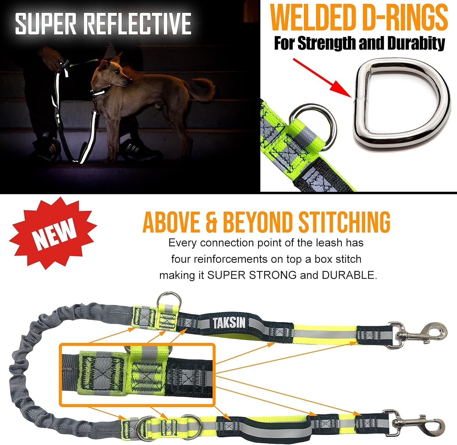 Ultimate Hands-Free Double Dog Leash System - Reflective Bungee for Safe Walks