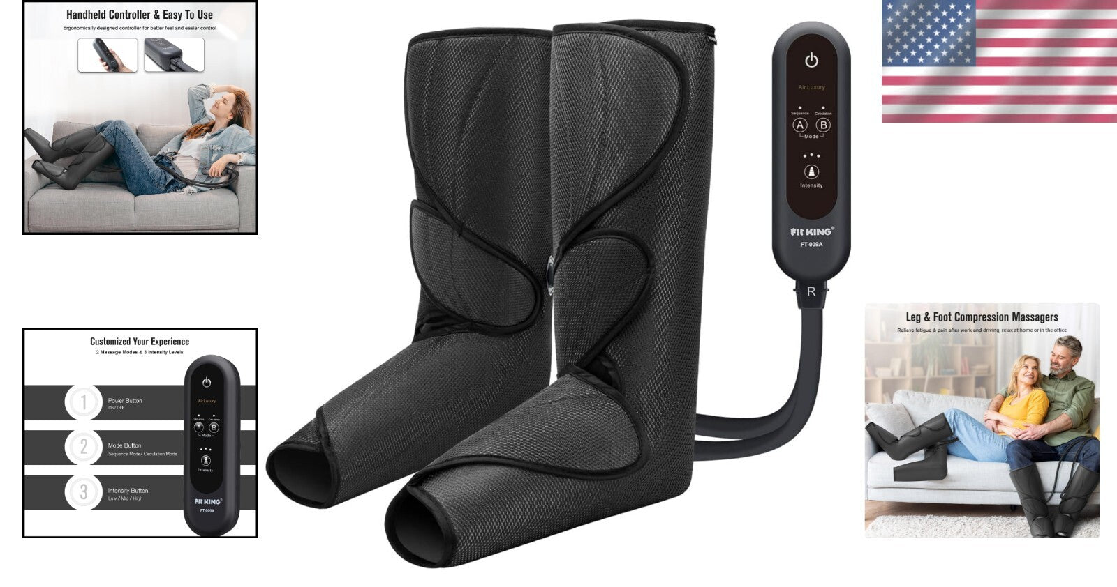 Portable Corded Electric Leg & Foot Massager – Foldable & Adjustable Design