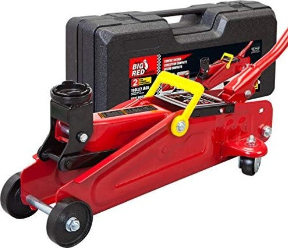 Durable 1.5 Ton Floor Jack with 360-Degree Swivel Casters & Blow Mold Case