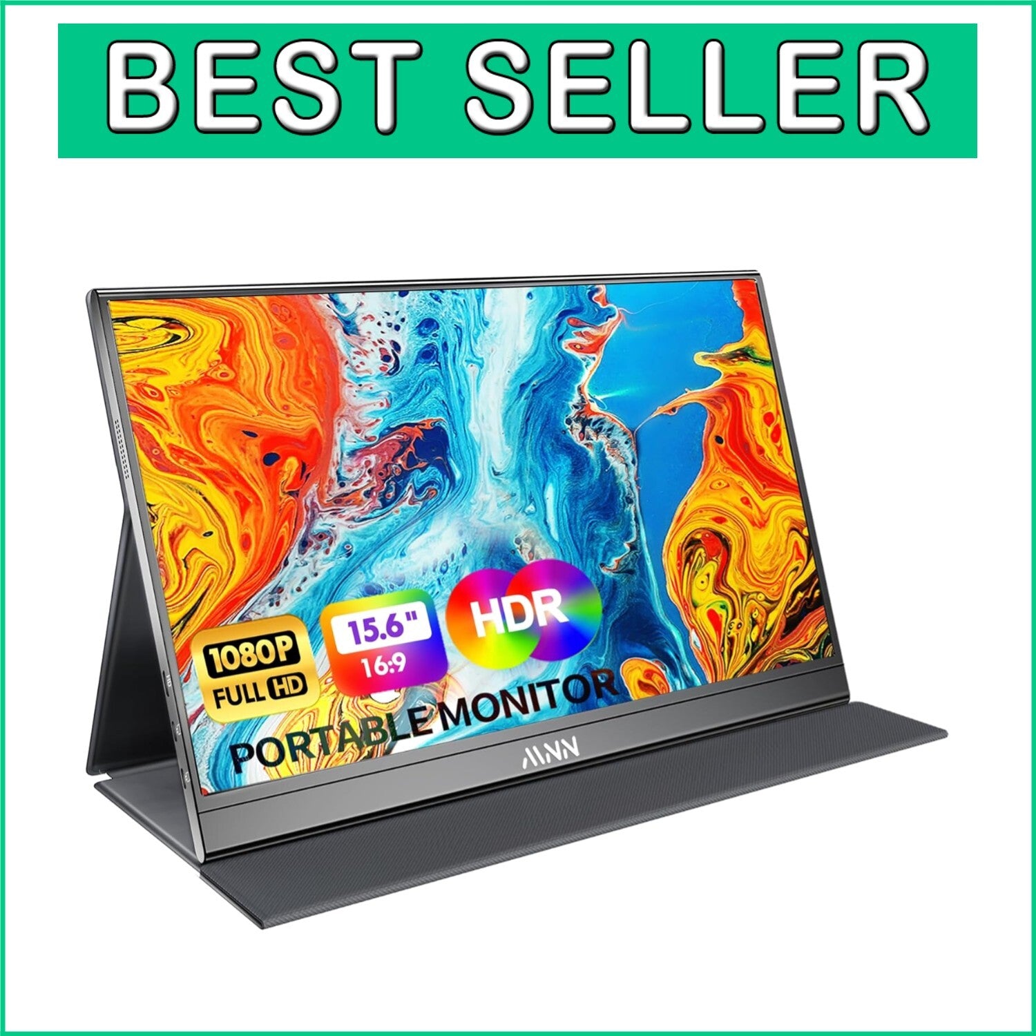 Ultra-Slim 15.6'' 1080P Portable Monitor - Eye-Care with Smart Cover & Speakers