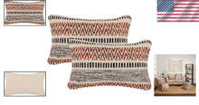 Load image into Gallery viewer, Elegant Bohemian Farmhouse Throw Pillows - 12"x20" Cotton Covers, Set of 2
