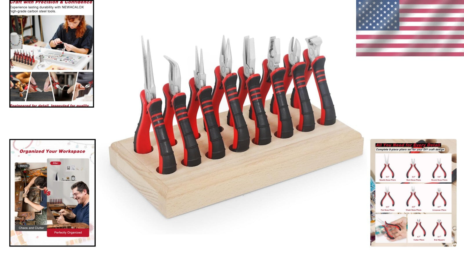 Durable Jewelry Pliers Set - 8 Essential Tools for Beading, Wire Wrapping & More