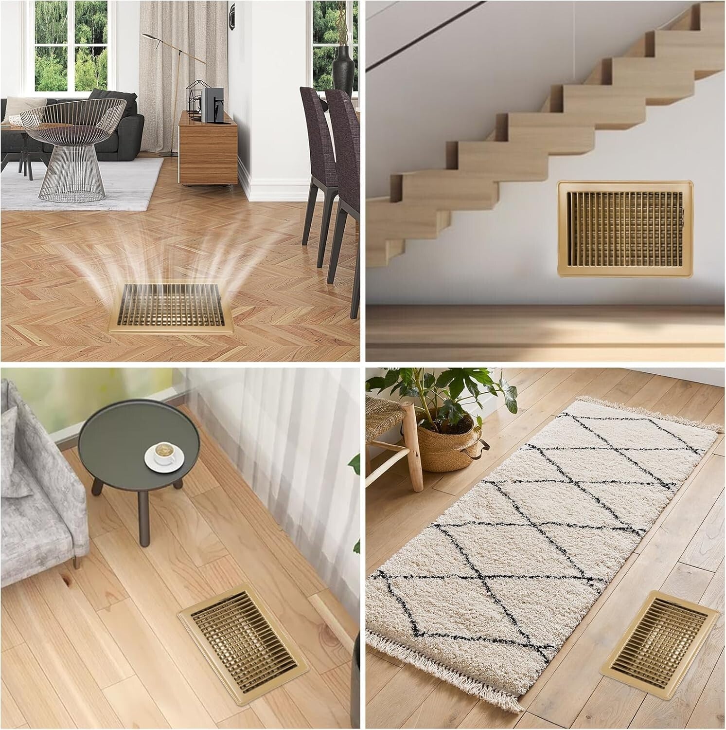 Classic Brown Floor Register 6x10 - Durable Adjustable Grille for Home & Office