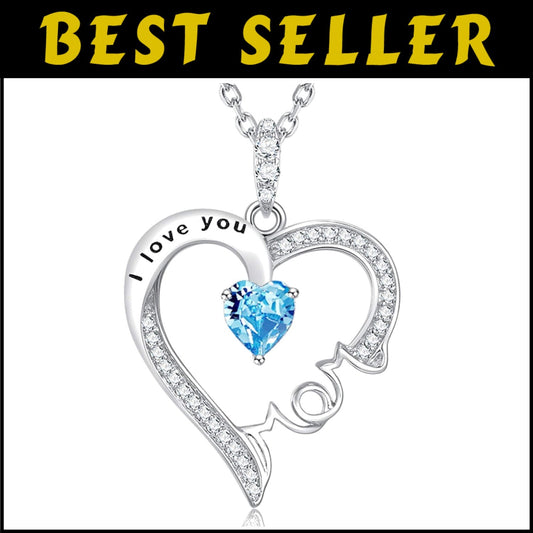 Charming Aquamarine Heart Necklace - Perfect Gift for Mother's Day & Birthdays