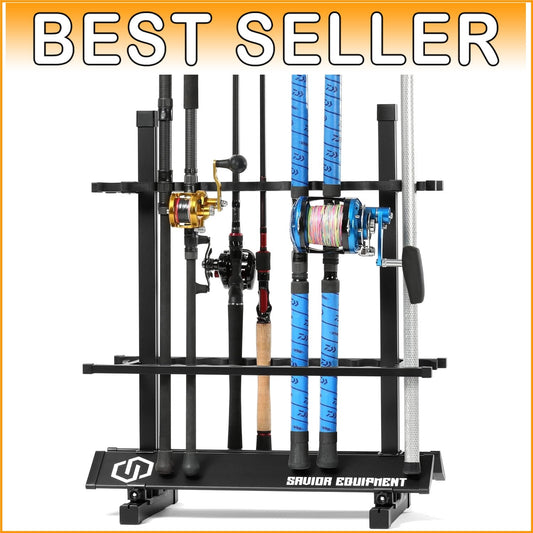 Multi-Use Fishing Rod Rack - Adjustable 24-48 Slot Features for All Rod Types