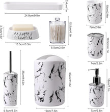 Load image into Gallery viewer, Complete White Marble Bathroom Collection - Trash Can, Soap Dispenser &amp; More