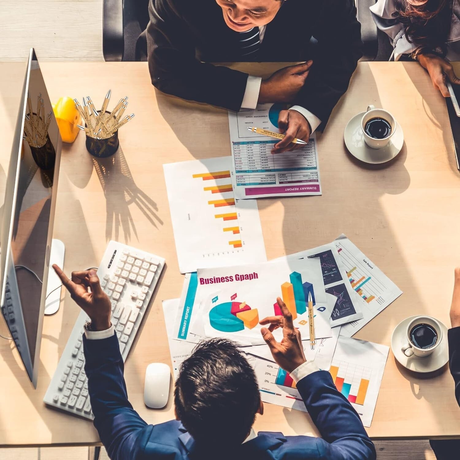 Fine Point Black Ink Bamboo Ballpoint Pens - 10 Styles for Office Motivation