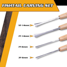 Load image into Gallery viewer, Set of 4 High-Quality Fishtail Chisels &amp; Gouges - Ideal for Woodworking Artistry