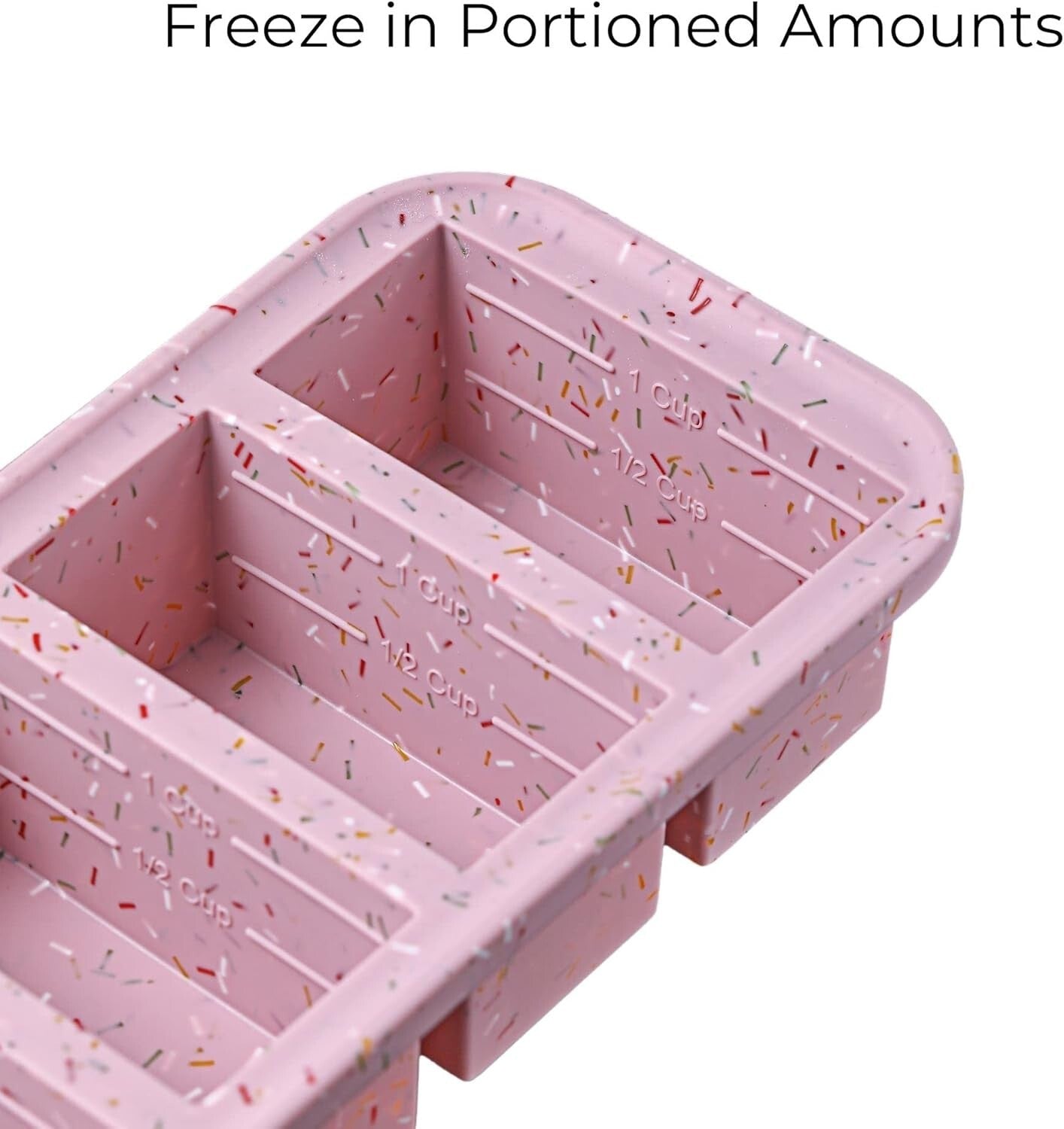 BPA-Free 1 Cup Silicone Freezer Tray with Convenient Lids for Organized Freezing