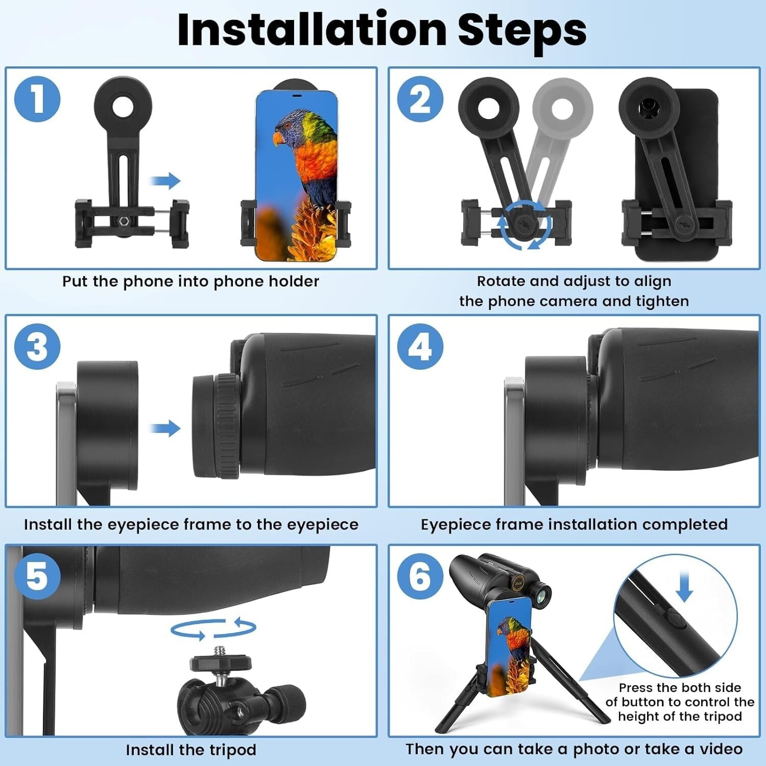 Lightweight 30mm Waterproof Binoculars with Tripod for Bird Watching & Concerts