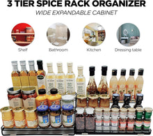 Load image into Gallery viewer, Elegant Expandable Spice Rack Organizer with Protective Railing - 14.5" to 29.1"