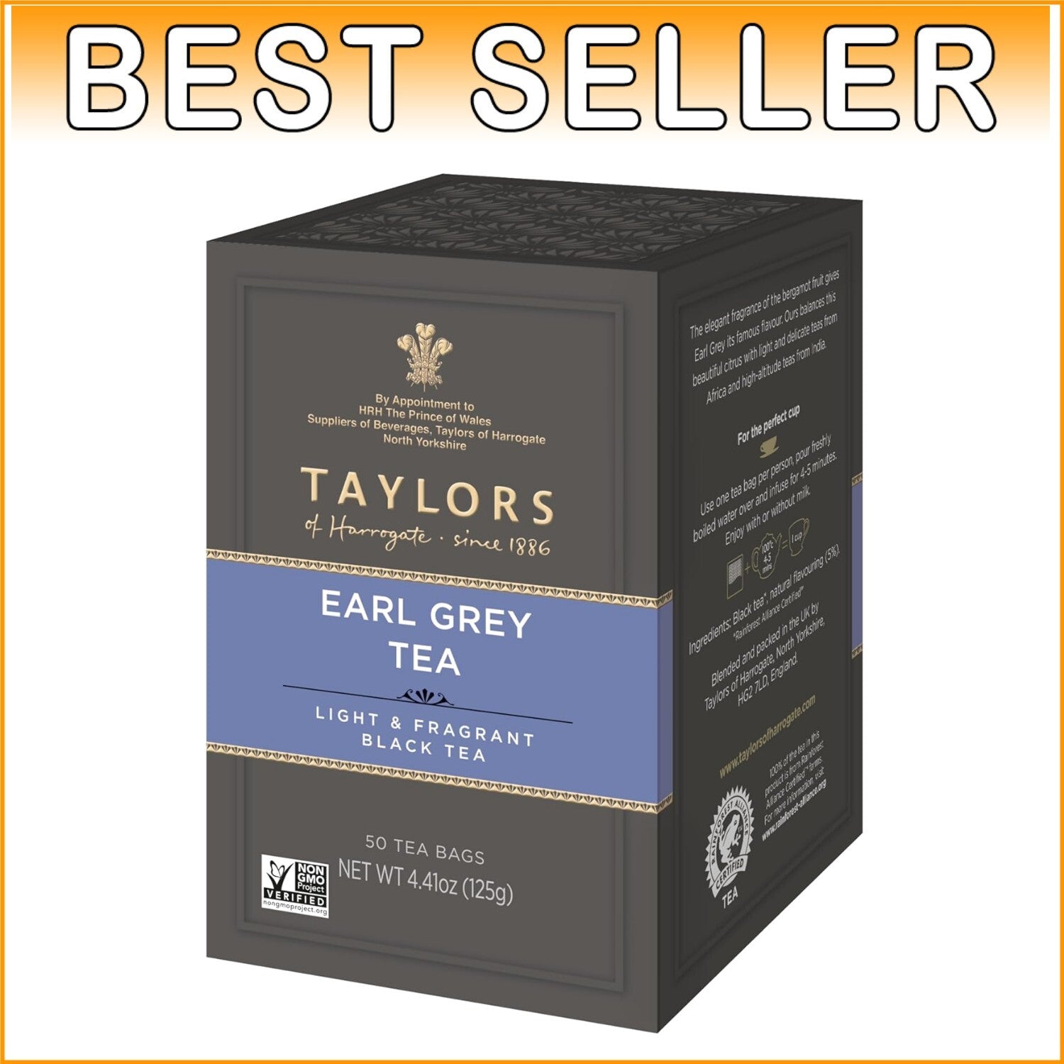 Delicate Earl Grey Tea Bags - 50 Count x 6 Packs, Brewed to Perfection