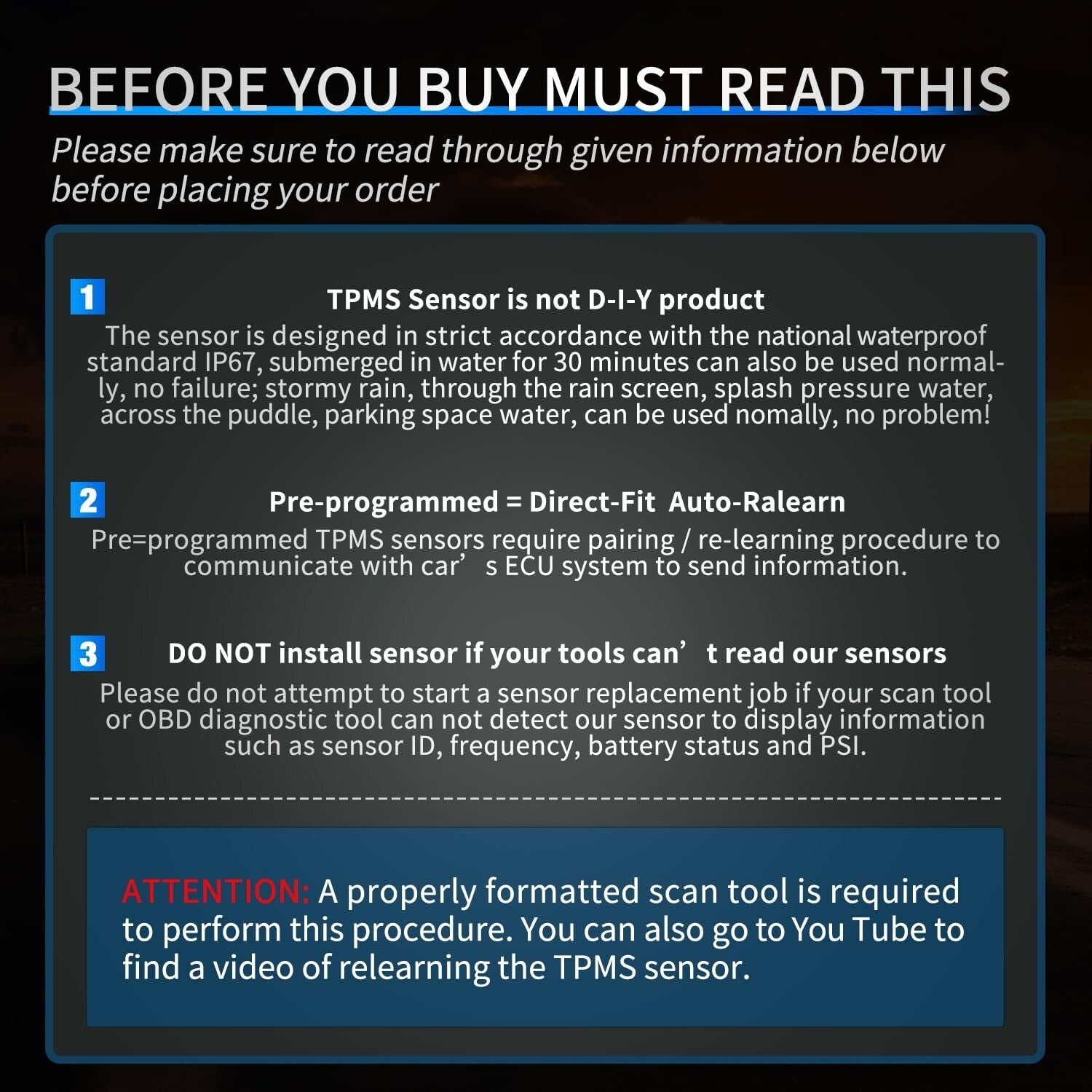 High Accuracy TPMS Sensors for RAM 2500 3500 4500 5500 & Jeep Cherokee - OE Fit