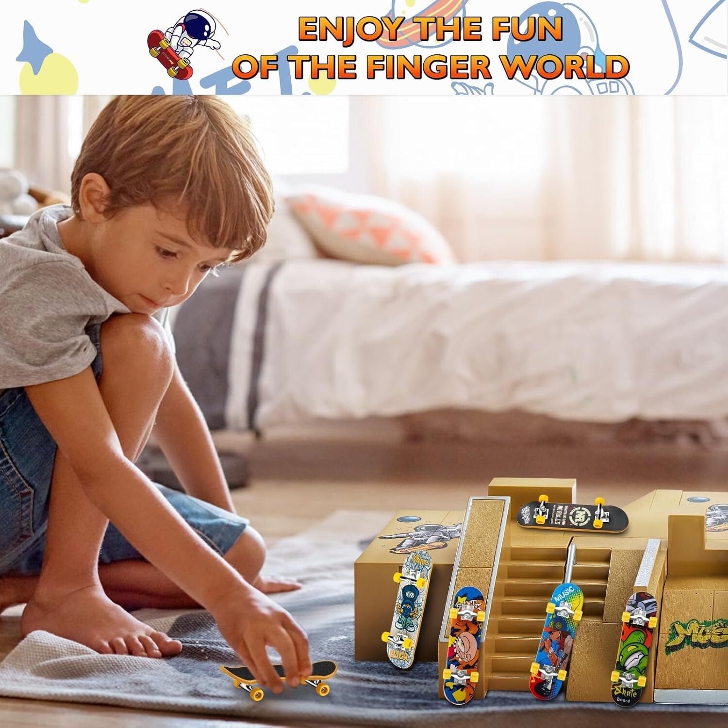 Customizable Fingerboard Skatepark with 8 Ramps & 4 Boards - Perfect Gift