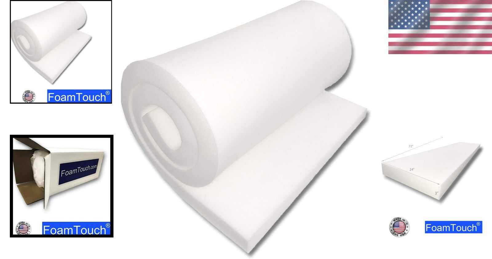 24" x 72" Commercial Grade Foam 3" Thick - Ideal for Custom Cushions & Projects