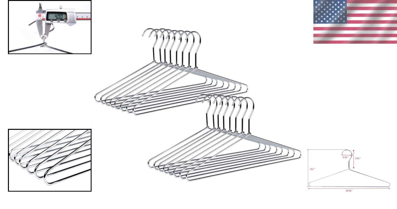60 Heavy Duty Metal Hangers with Polished Chrome Finish for Ultimate Durability