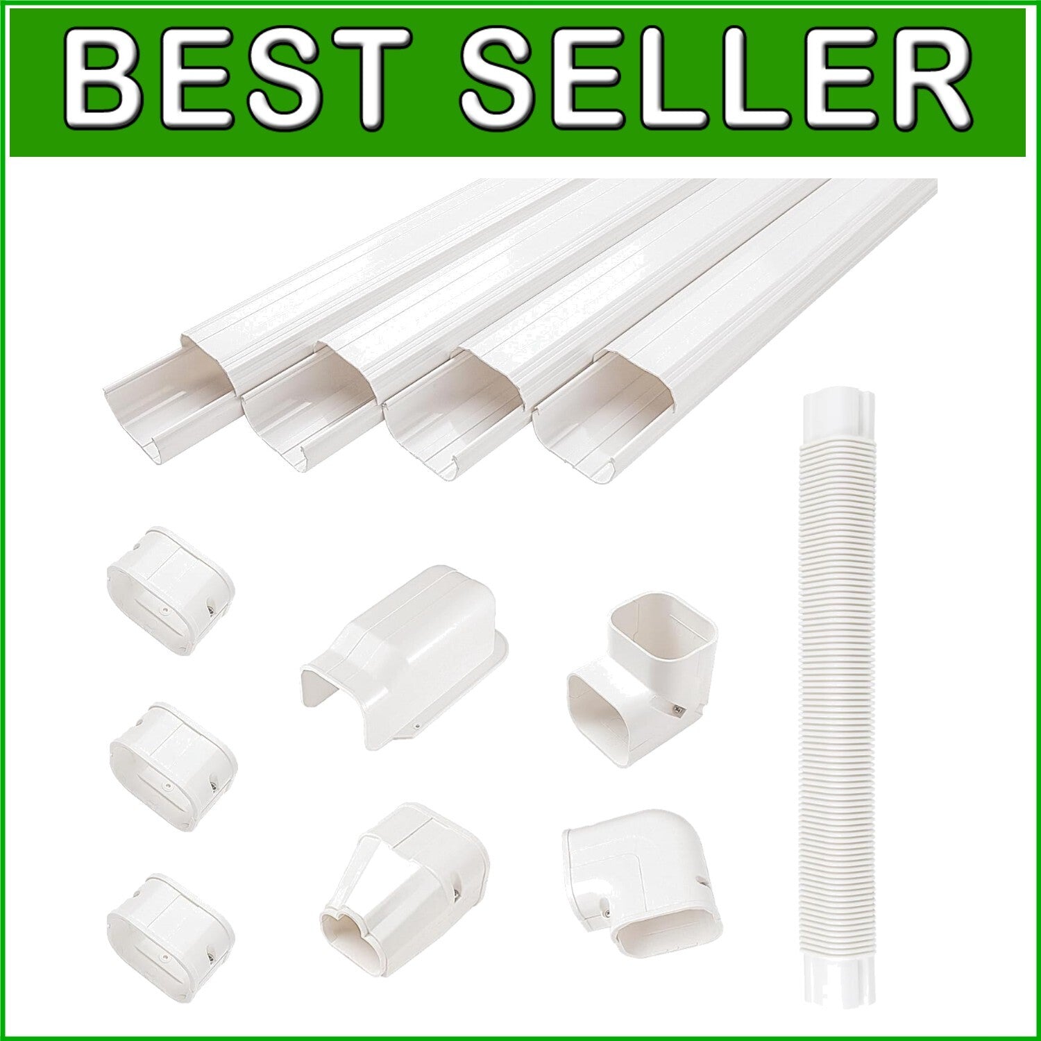 Decorative White Mini Split Line Set Cover Kit - Easy Installation & Neat Design