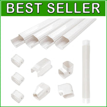Load image into Gallery viewer, Decorative White Mini Split Line Set Cover Kit - Easy Installation &amp; Neat Design
