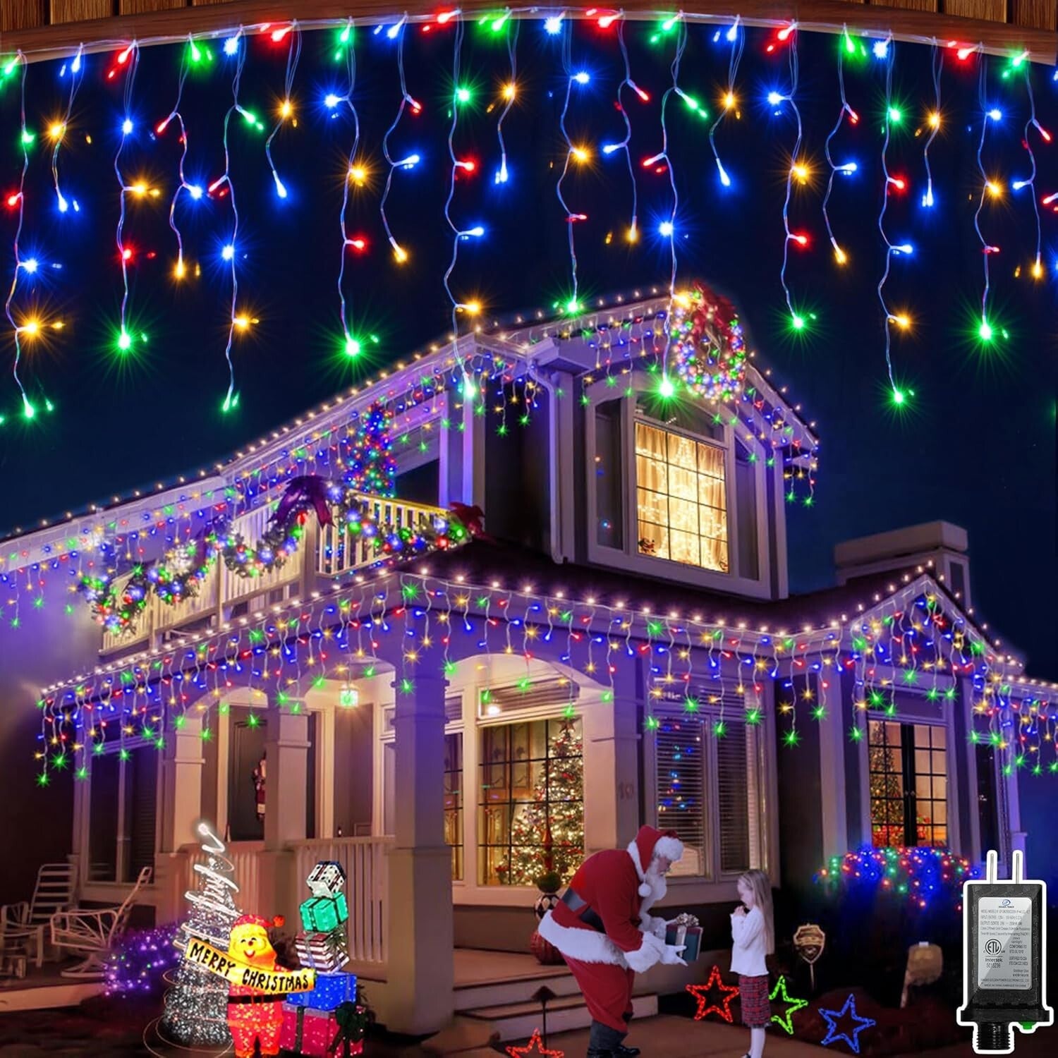 131FT Waterproof LED Curtain Lights - 1296 Multicolor Drops & Timer Function