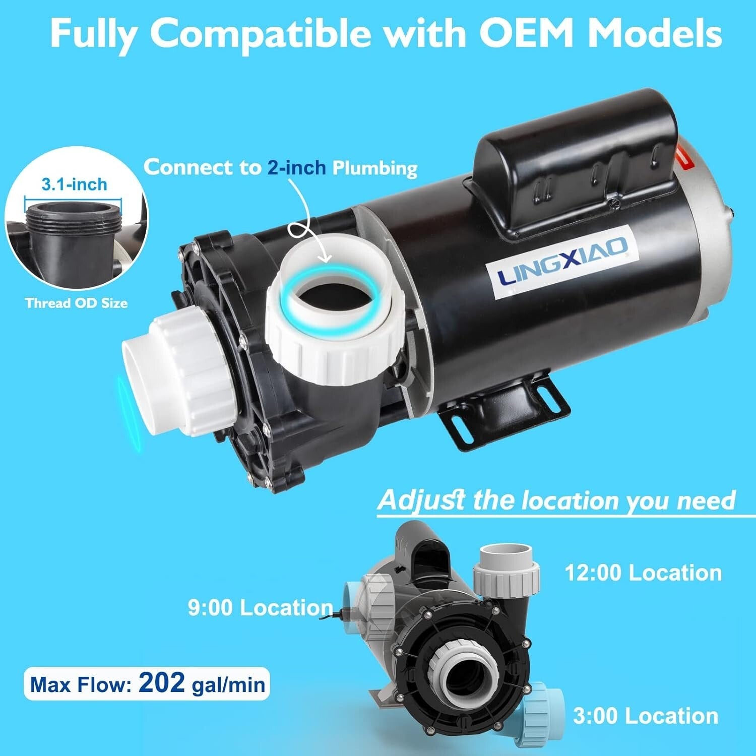 Durable 4HP SPA Hot Tub Pump – 230V, 56 Frame, Easy Installation Included