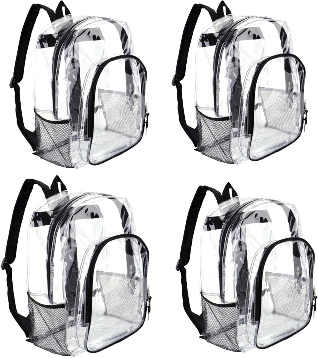 Bulk Clear See-Through Backpacks, 12 Pack for Kids - Large Capacity PVC Bags