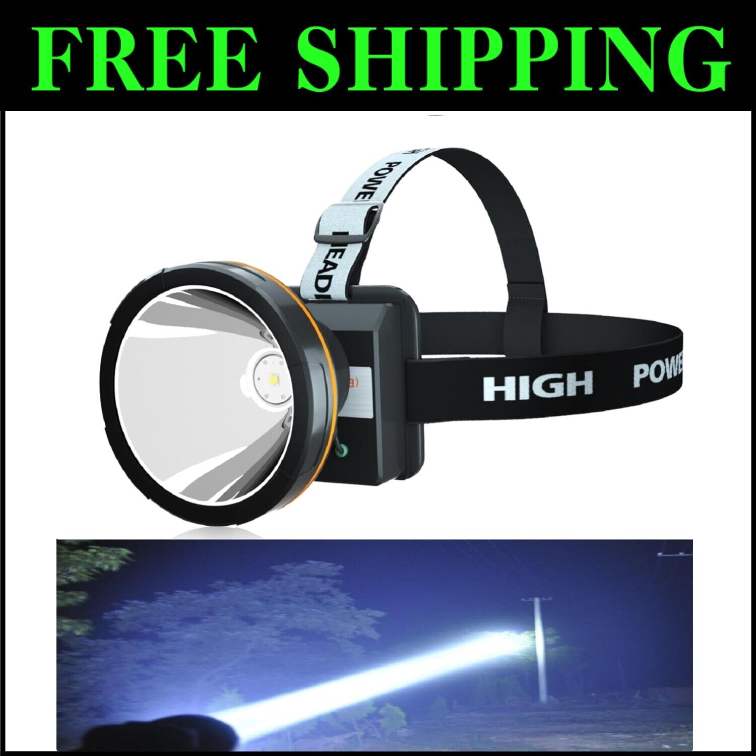 High Power Rechargeable LED Headlamp with Long Range & Adjustable Light Modes