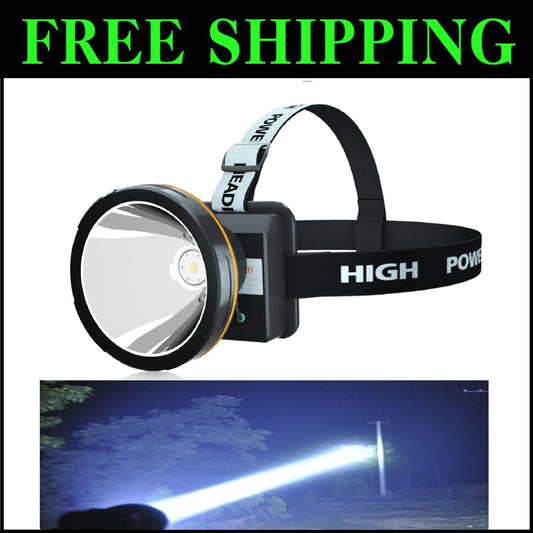 High Power Rechargeable LED Headlamp with Long Range & Adjustable Light Modes