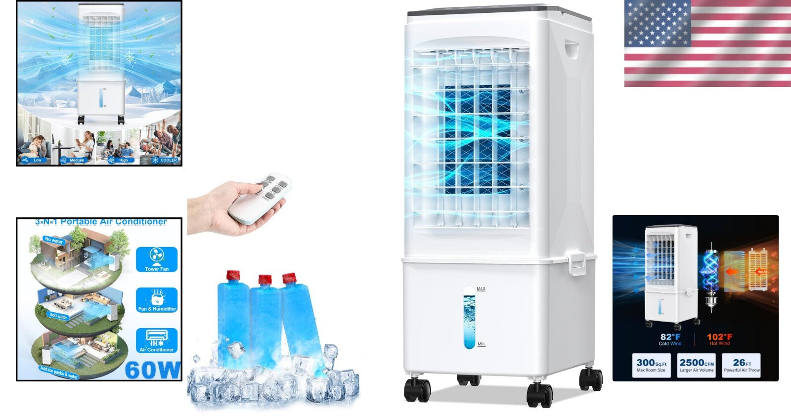 Energy-Saving 2025 Portable AC - 2.5 Gal Tank & Remote Control Convenience